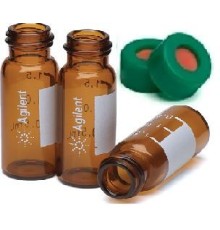 Виалы с завинч. крышками темн.стекло 2мл AsmKit AmbWrt Vial GrnCap PTFE / Si 100 / pk, 5182-0558 Agilent