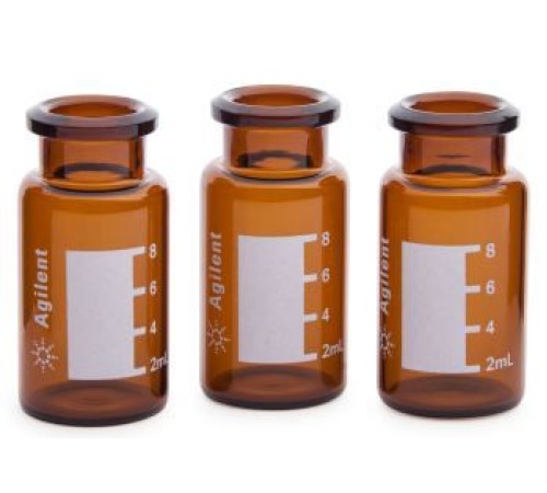 Виалы под обжим.крышку темн.стекло Vial, HS, crmp, FB, 10ml, ambr, WrtOn, cert, 100pk, 5190-2287 Agilent